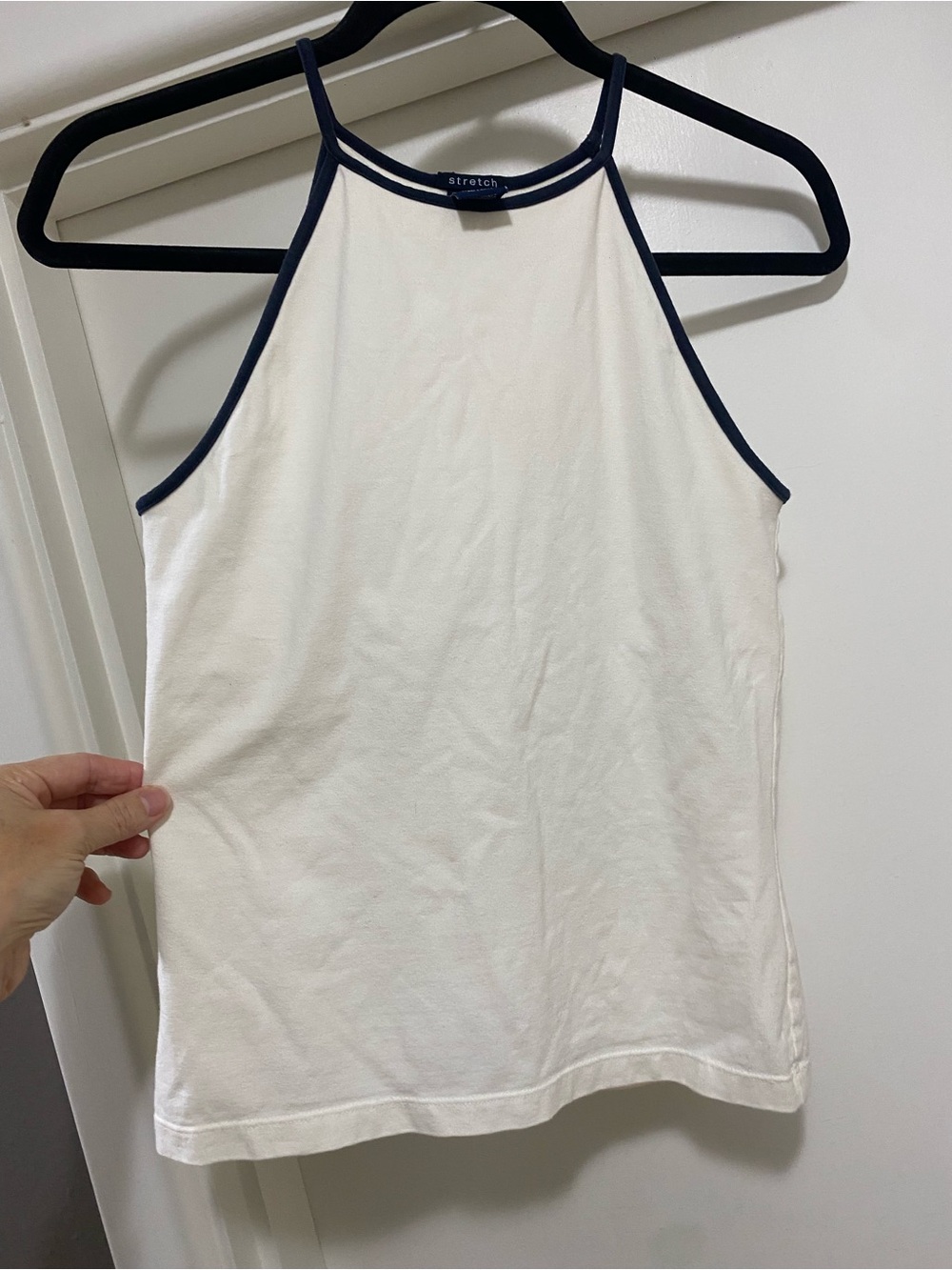 GAP White Stretch Tank with Navy Trim - Women's